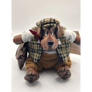 Russ Country Folks Top Dawg Dog Figurine VTG Sherlock Holmes Style Dog w/ Tag